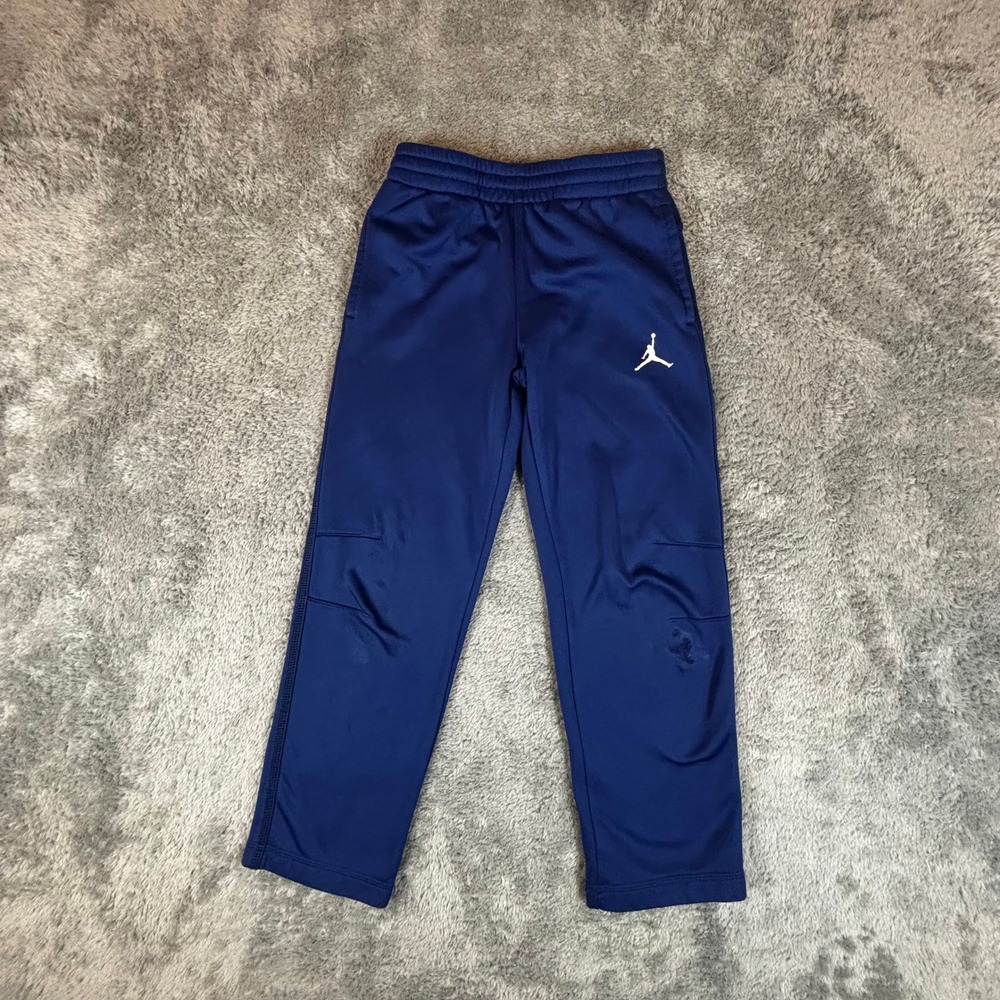Jordan Boys Therma-FIT Athletic Pants Blue Jumpman Joggers Size 7 6-7YRS
